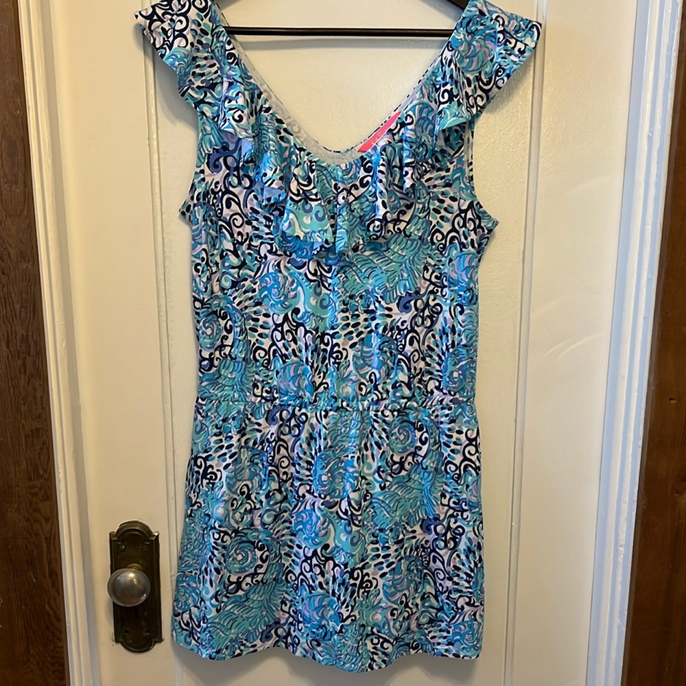 Lilly Pulitzer Alessa Romper Light Aqua Spritz - Medium